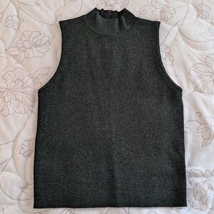 [Alice + Olivia] Lanie Sleeveless Metallic Green Mock Neck Wool Blend Top Sz XS